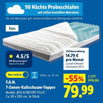 f.a.n. 7-Zonen-Kaltschaum-Topper