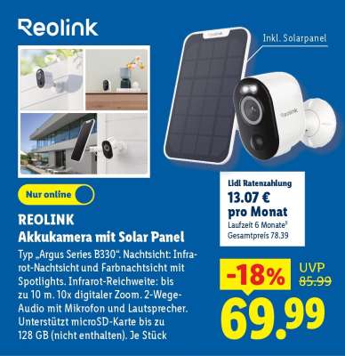 REOLINK Akkukamera mit Solar Panel