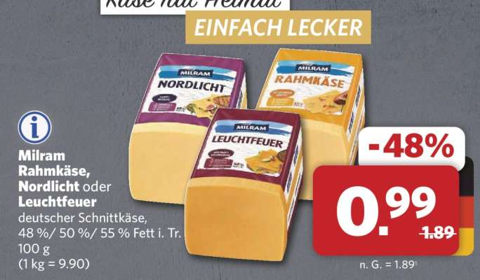 Milram Rahmkäse, Nordlicht oder Leuchtfeuer