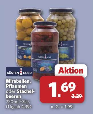 Küsten Gold Mirabellen, Pflaumen oder Stachelbeeren