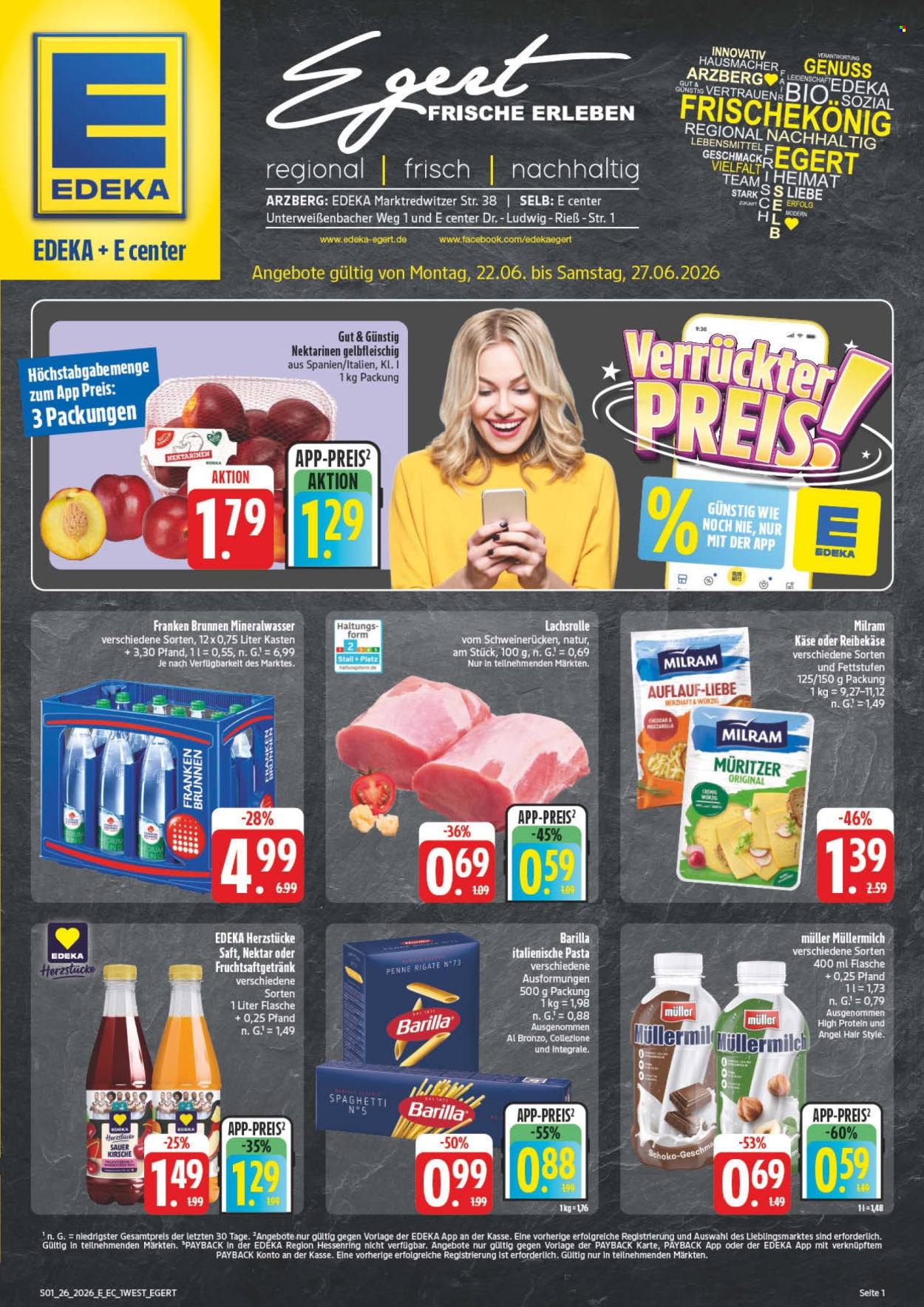 E center Prospekte  - 22.06.2026 - 27.06.2026. Seite 1