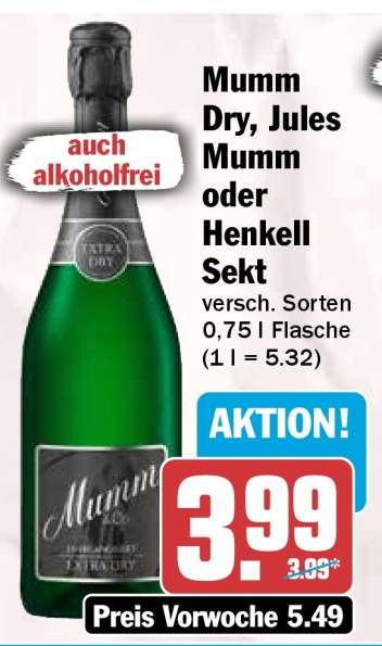 Mumm Dry, Jules Mumm oder Henkell Sekt