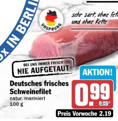 Deutsches frisches Schweinefilet