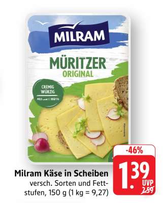 Milram Käse in Scheiben