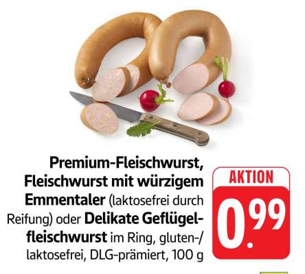 Premium-Fleischwurst, Fleischwurst mit würzigem Emmentaler oder Delikate Geflügelfleischwurst