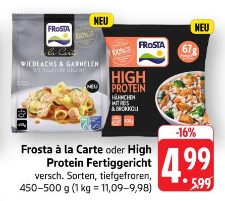 Frosta à la Carte oder High Protein Fertiggericht