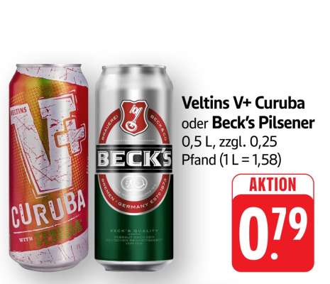 Veltins V+ Curuba oder Beck’s Pilsener