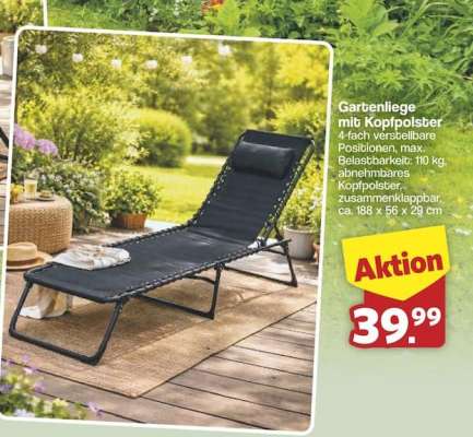 Gartenliege mit Kopfpolster