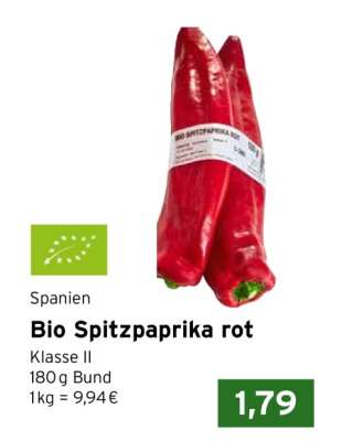 Bio Spitzpaprika rot