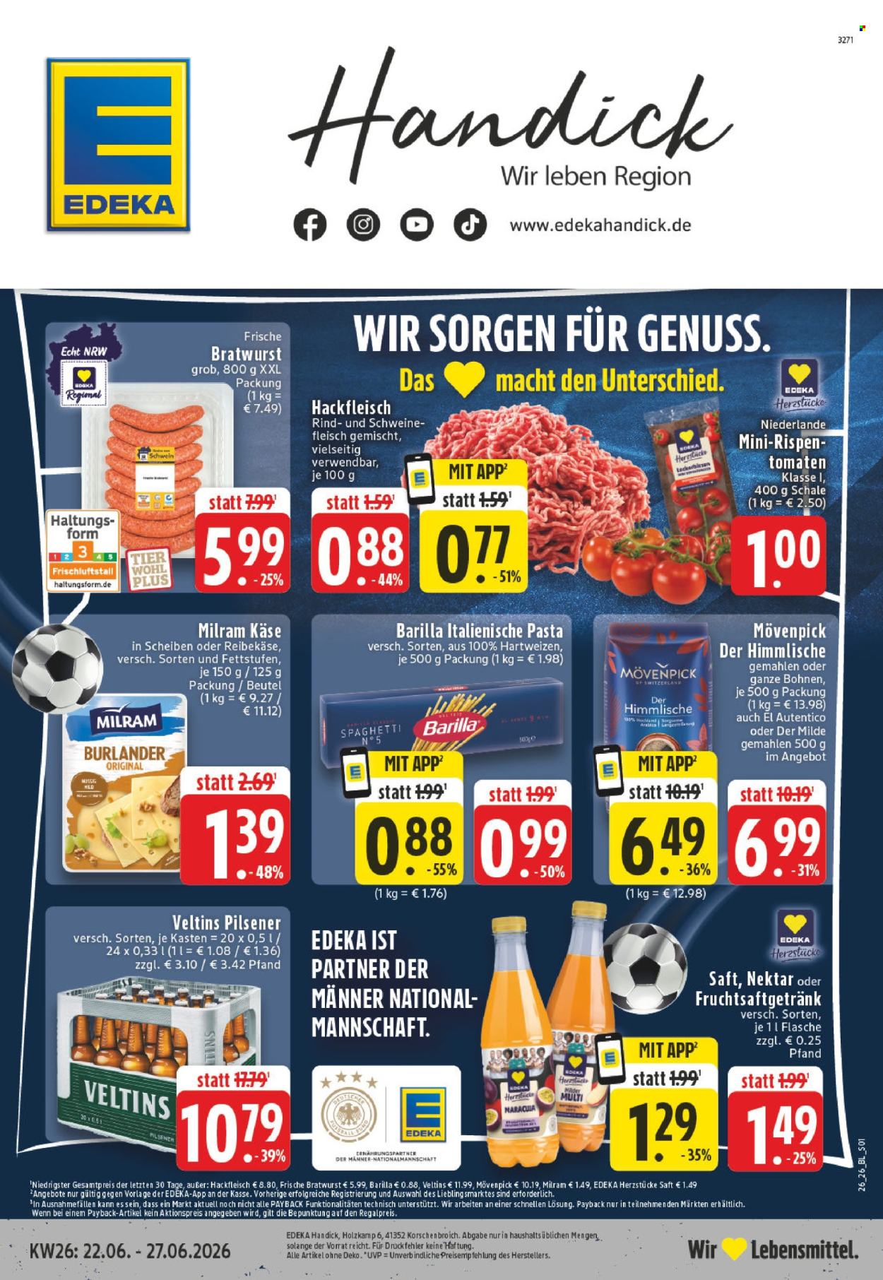 Edeka Prospekte  - 22.06.2026 - 27.06.2026. Seite 1