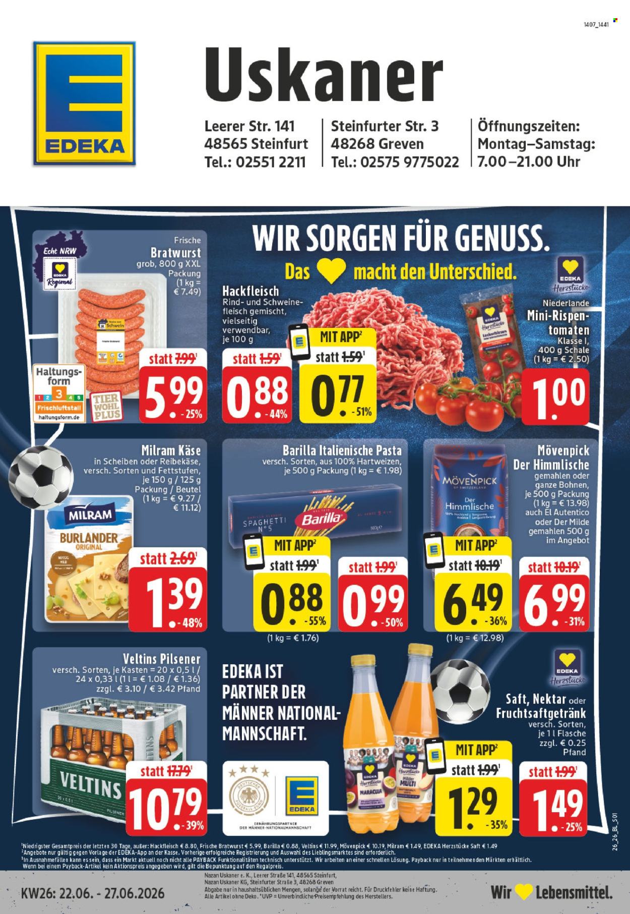 Edeka Prospekte  - 22.06.2026 - 27.06.2026. Seite 1