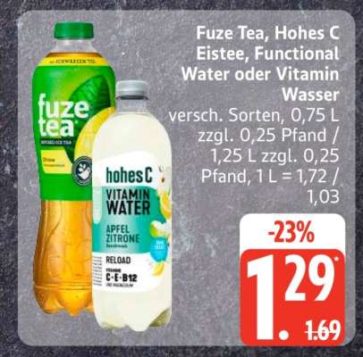 Fuze Tea, Hohes C Eistee, Functional Water oder Vitamin Wasser