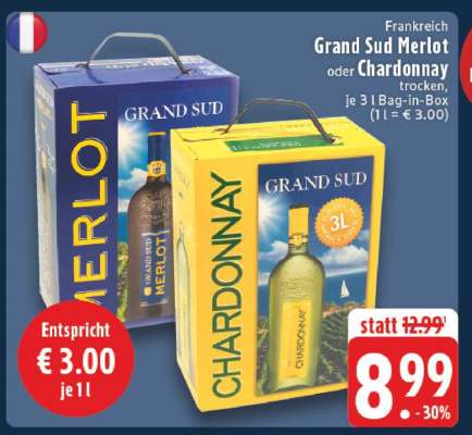 GRAND SUD Merlot oder Chardonnay