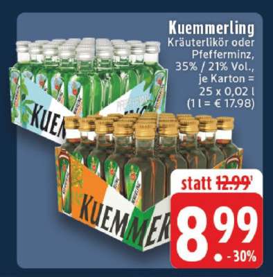 Kümmerling Kräuterlikör oder Pfefferminz