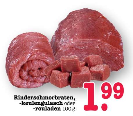 Rinderschmorbraten, -keulengulasch oder -rouladen