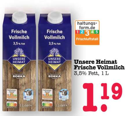 Unsere Heimat Frische Vollmilch