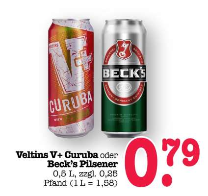 Veltins V+ Curuba oder Beck’s Pilsener