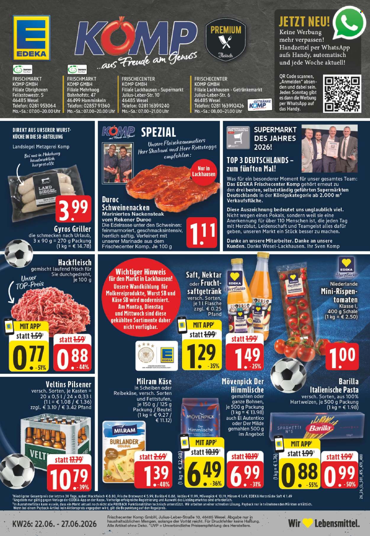 Edeka Prospekte  - 22.06.2026 - 27.06.2026. Seite 1