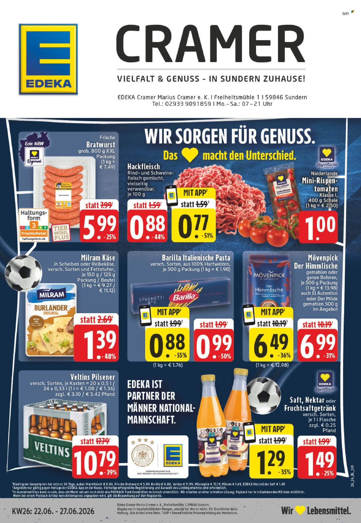 Edeka Prospekte  - 22.06.2026 - 27.06.2026. Seite 1