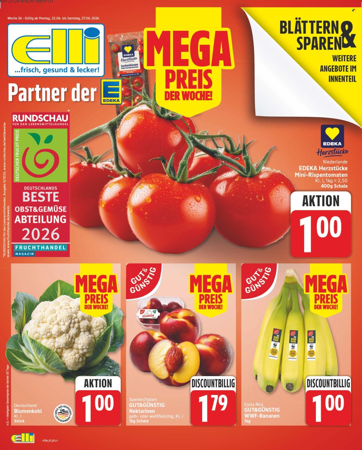 Edeka Prospekte  - 22.06.2026 - 27.06.2026. Seite 1