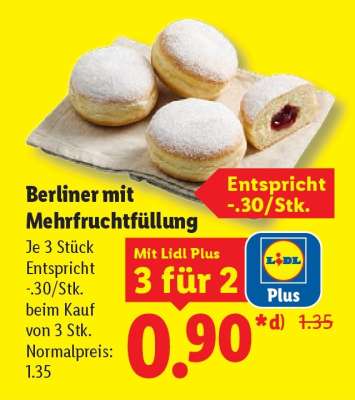 Berliner mit Mehrfruchtfüllung