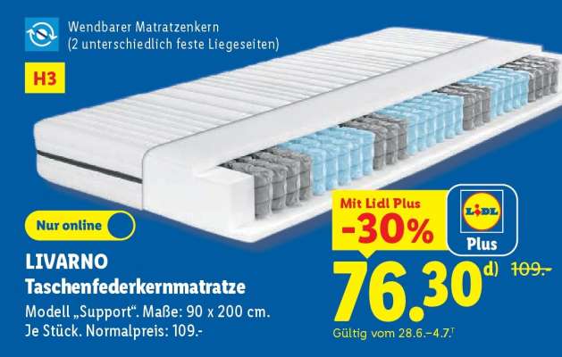 LIVARNO Taschenfederkernmatratze