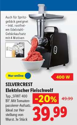 Silvercrest Elektrischer Fleischwolf
