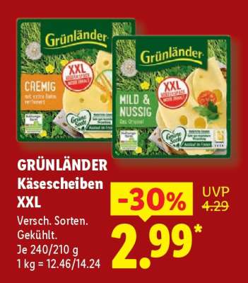 GRÜNLÄNDER Käsescheiben XXL