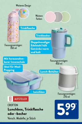 Lunchbox, Trinkflasche oder -becher