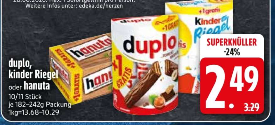 duplo, kinder Riegel oder hanuta