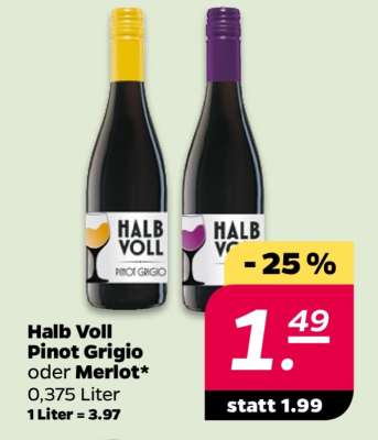 Halb Voll Pinot Grigio oder Merlot