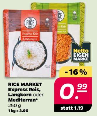 RICE MARKET Express Reis, Langkorn oder Mediterran