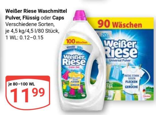 Weißer Riese Waschmittel Pulver, Flüssig oder Caps