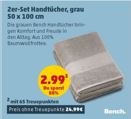 2er-Set Handtücher, grau 50 x 100 cm