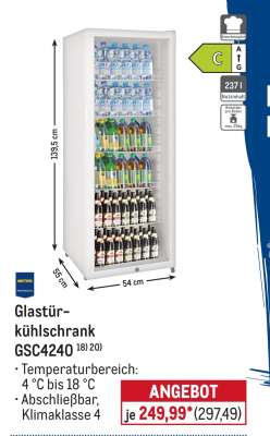 Glastürkühlschrank GSC4240