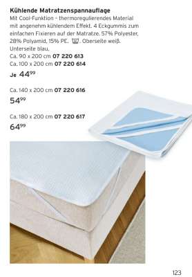 Kühlende Matratzenspannauflage