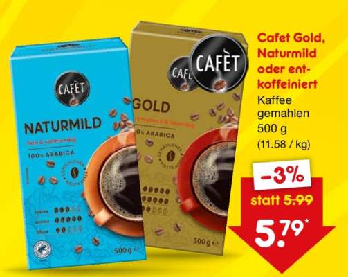 Cafet Gold, Naturmild oder entkoffeiniert