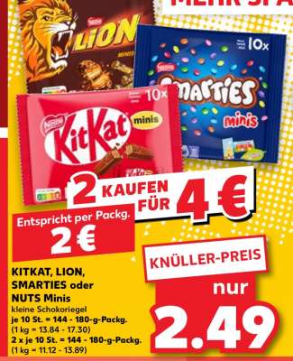 KITKAT, LION, SMARTIES oder NUTS Minis