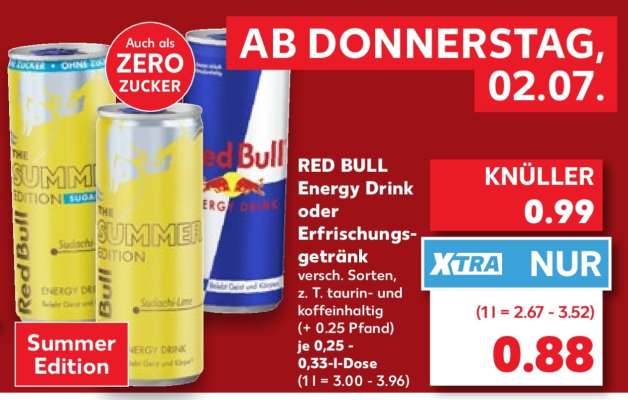 RED BULL Energy Drink oder Erfrischungsgetränk