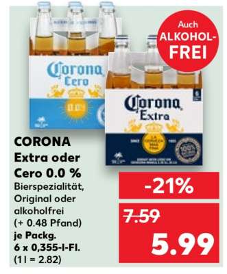 CORONA Extra oder Cero 0.0 %