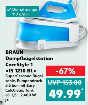 BRAUN Dampfbügelstation CareStyle 1 »IS 1210 BL«