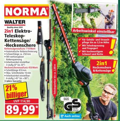 2in1 Elektro-Teleskop-Kettensäge/Heckenschere