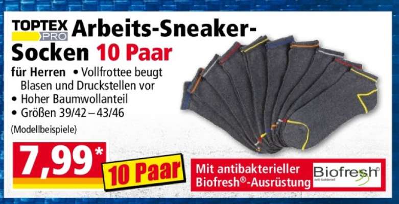 TOPTEX PRO Arbeits-Sneaker-Socken 10 Paar