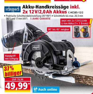 Akku-Handkreissäge inkl. 2x 12V/2,0Ah Akkus