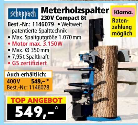 Meterholzspalter 230V Compact 8t