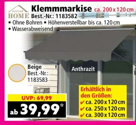 Klemmmarkise ca. 200 x 120 cm