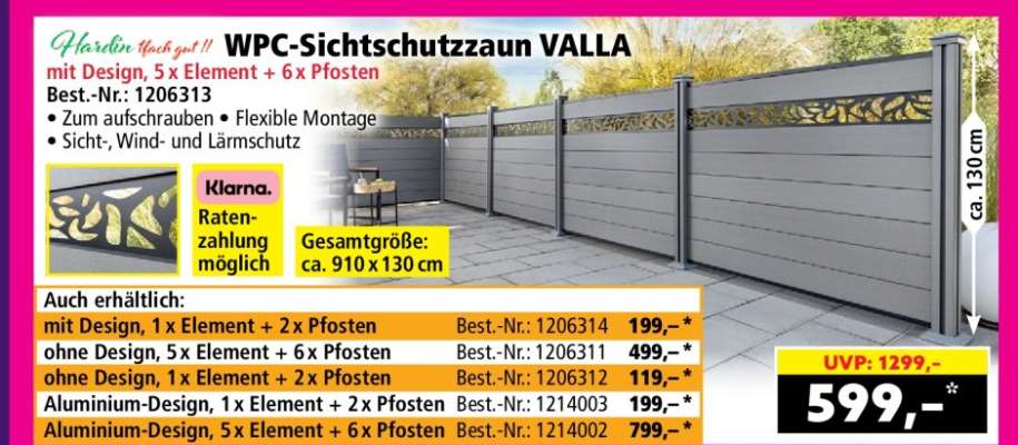WPC-Sichtschutzzaun VALLA