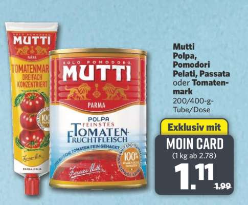 Mutti Polpa, Pomodori Pelati, Passata oder Tomatenmark