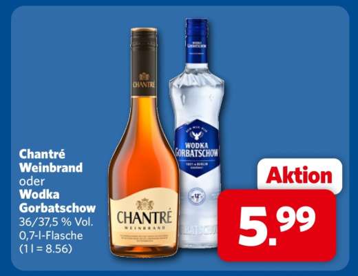 Chantré Weinbrand oder Wodka Gorbatschow