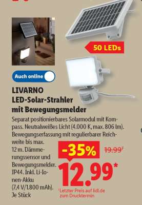 LIVARNO LED-Solar-Strahler mit Bewegungsmelder